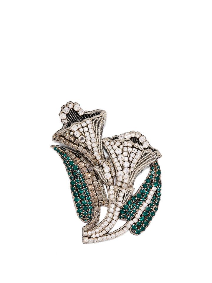 Rochas Crystal-embellished Lily Brooch