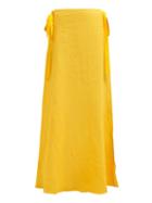 Matchesfashion.com On The Island - Nevis Side Tie Linen Poplin Maxi Skirt - Womens - Yellow