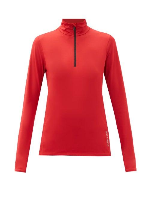 Matchesfashion.com Bogner Fire+ice - Margo Quarter-zip Jersey Base-layer Top - Womens - Red