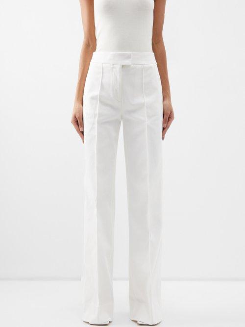 Sa Su Phi - Straight-leg Cotton-gabardine Tailored Trousers - Womens - White