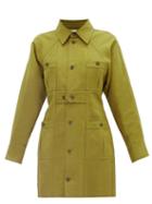 Matchesfashion.com Mara Hoffman - Ino Panelled Linen-blend Canvas Shirt Dress - Womens - Dark Green
