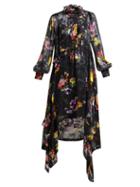 Matchesfashion.com Preen By Thornton Bregazzi - Amelia Floral Devor Satin Midi Dress - Womens - Black Multi
