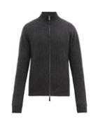 Matchesfashion.com Allude - Ribbed Knit Zipped Cashmere Cardigan - Mens - Charcoal