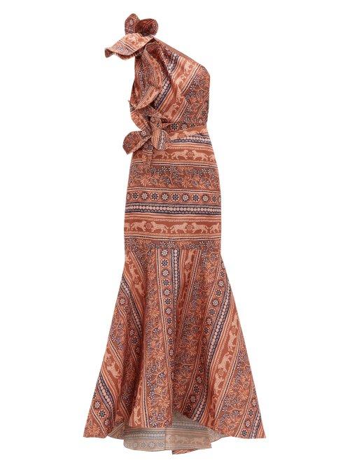 Matchesfashion.com Johanna Ortiz - Say Aloha! Floral Print Silk Organza Gown - Womens - Pink Multi