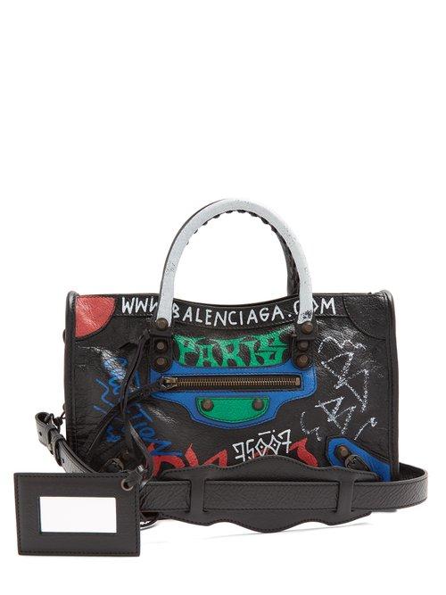 Matchesfashion.com Balenciaga - Classic City S Bag Graffiti - Womens - Black Green
