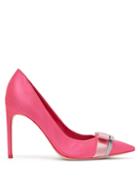 Matchesfashion.com Sophia Webster - Andie Bow Trim Satin Point Toe Pumps - Womens - Pink