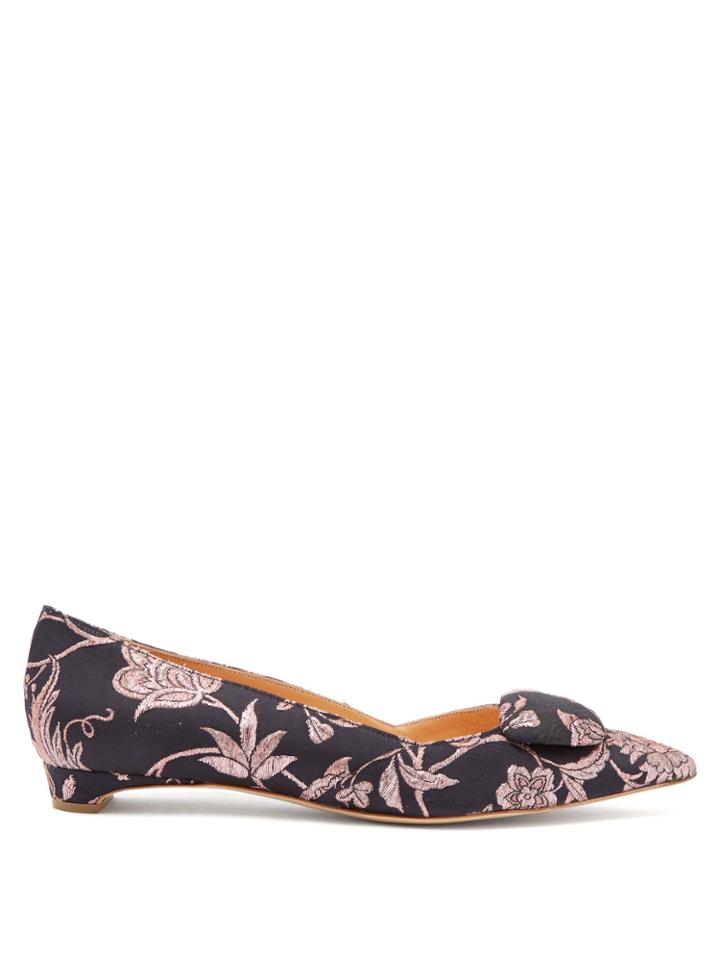 Rupert Sanderson Aga Point-toe Brocade Leather Flats