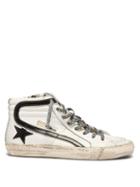 Matchesfashion.com Golden Goose Deluxe Brand - Slide High Top Leather Trainers - Womens - Navy White