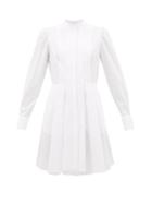 Matchesfashion.com Alexander Mcqueen - Pleated Cotton-poplin Shirt Dress - Womens - White