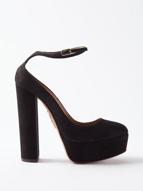 Aquazzura - Blake Plateau 140 Suede Platform Sandals - Womens - Black