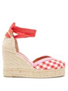 Ladies Shoes Castaer - Cosmos 80 Gingham Canvas & Jute Espadrilles - Womens - Red White