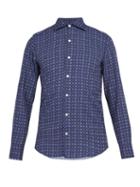 Matchesfashion.com Finamore 1925 - Geometric Print Washed Cotton Shirt - Mens - Blue