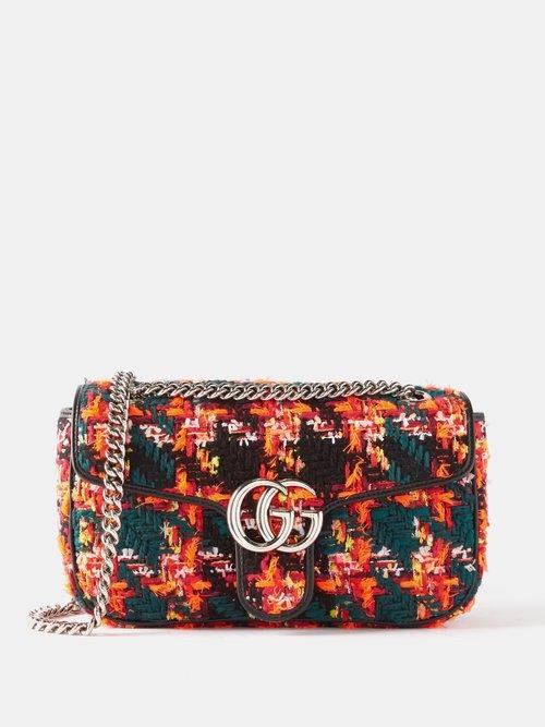 Gucci - Gg Marmont Small Tweed Shoulder Bag - Womens - Black Red