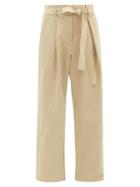 Matchesfashion.com Raey - Fold Cotton And Linen-blend Chino Trousers - Womens - Tan
