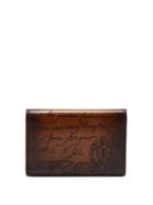 Matchesfashion.com Berluti - Scritto Debossed Leather Cardholder - Mens - Brown