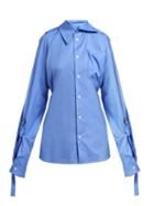 Matchesfashion.com Vivienne Westwood - Lottie Asymmetric Cotton Poplin Shirt - Womens - Blue
