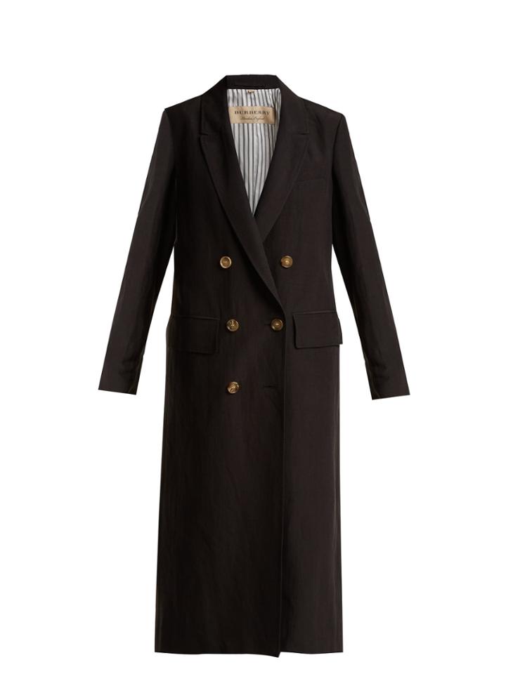 Burberry Parwood Double-breasted Linen-blend Coat