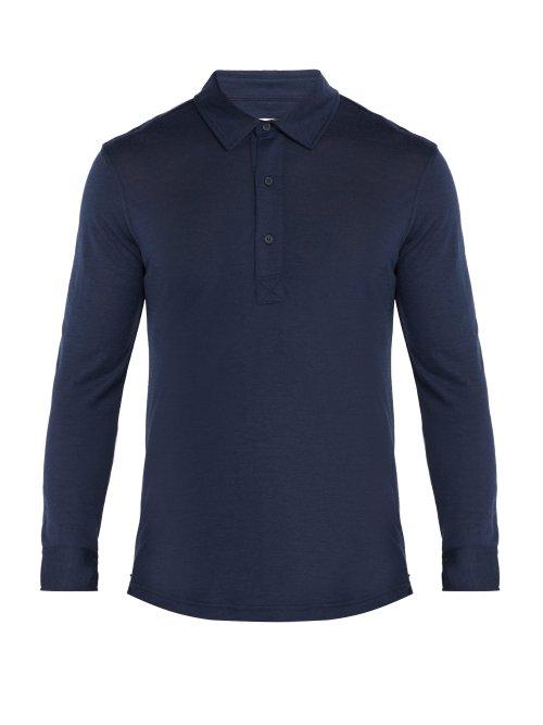 Matchesfashion.com Orlebar Brown - Sebastian Merino Wool Long Sleeved Polo Shirt - Mens - Navy