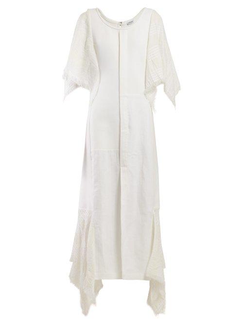 Matchesfashion.com Loewe - Handkerchief Sleeve Cotton Midi Dress - Womens - White