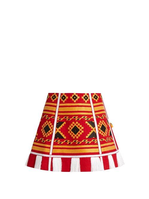 Matchesfashion.com Vita Kin - Croatia Embroidered Linen Skirt - Womens - Red Multi