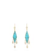 Matchesfashion.com Jacquie Aiche - Kite Diamond, Turquoise & Gold Earrings - Womens - Blue