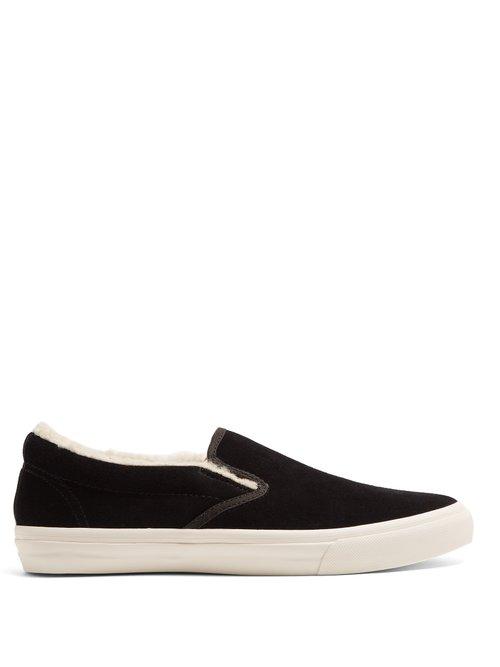 Matchesfashion.com Junya Watanabe - Faux Shearling Lined Suede Slip On Trainers - Mens - Black Multi