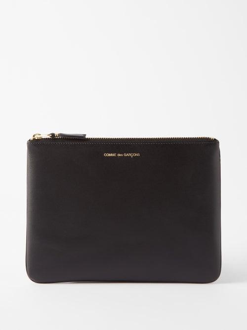 Comme Des Garons Wallet - Zipped Leather Pouch - Mens - Black