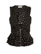 Saint Laurent Deep V-neck Polka-dot Print Silk Top