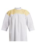 Matchesfashion.com Jupe By Jackie - Chao Yoke Embroidered Striped Cotton Top - Womens - White Stripe
