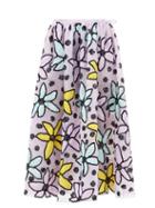 Ashish - Water Lily-embroidered Sequinned Skirt - Womens - Purple Multi