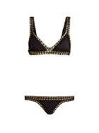 Matchesfashion.com Kiini - Chacha Crochet Trimmed Triangle Bikini - Womens - Black Multi