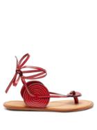 Matchesfashion.com Loewe - Disc Wraparound Leather Sandals - Womens - Red