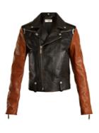Saint Laurent Contrast Shrunken-fit Leather Biker Jacket
