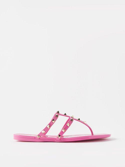 Valentino Garavani - Rockstud Pvc Jelly Slides - Womens - Pink Multi