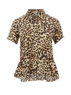 Matchesfashion.com Arizona Love - Punchy Peplum-hem Leopard-print Shirt - Womens - Leopard