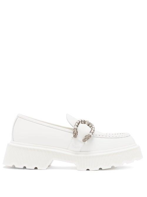 Matchesfashion.com Gucci - Hunder Dionysus-buckle Leather Loafers - Womens - White
