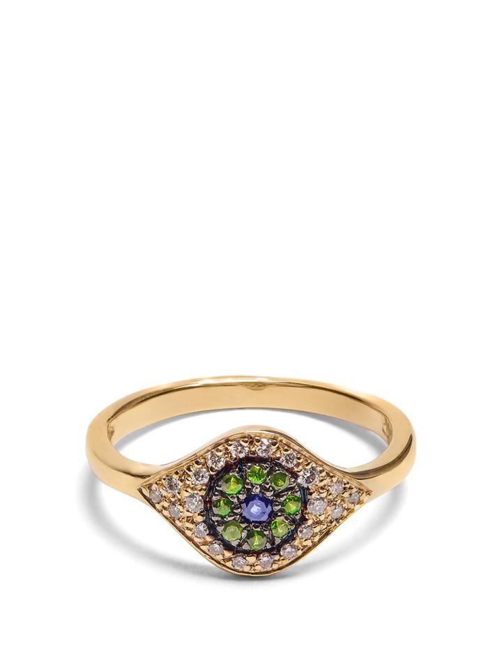 Ileana Makri Diamond, Sapphire, Tsavorite & Yellow-gold Ring