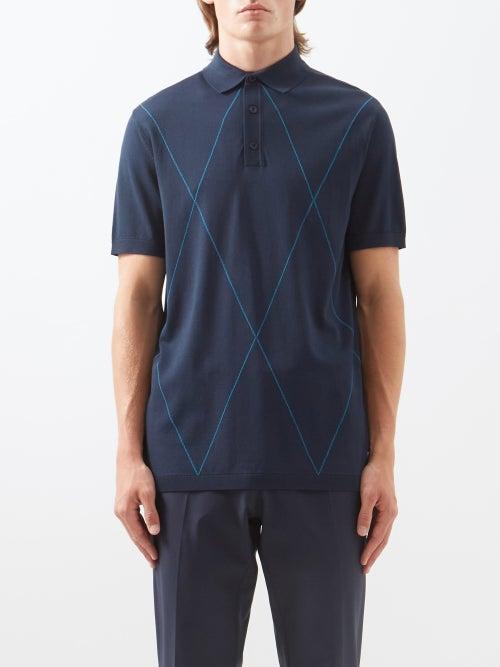 J.lindeberg - Luka Argyle-intarsia Jersey Polo Shirt - Mens - Navy