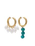 Matchesfashion.com Timeless Pearly - Mismatched Gold Vermeil Pearl & Amazonite Earrings - Womens - Green