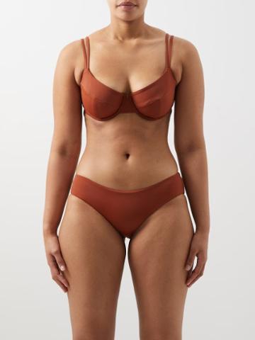 Form And Fold - The Base D-g Half-cup Underwired Bikini Top - Womens - Brown