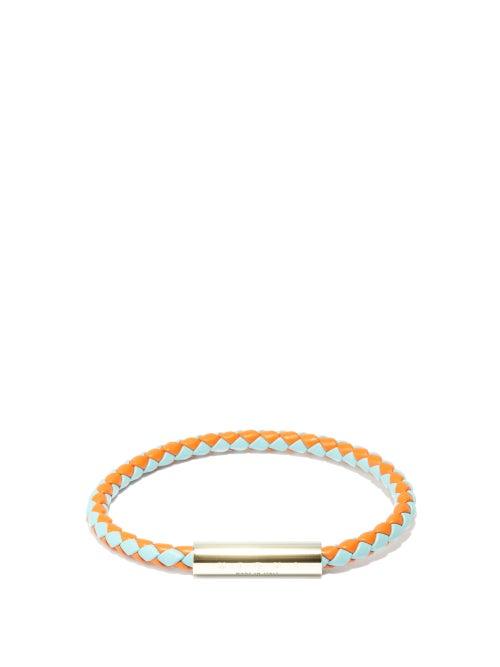 Mens Jewellery Marni - Braided Leather Bracelet - Mens - Orange