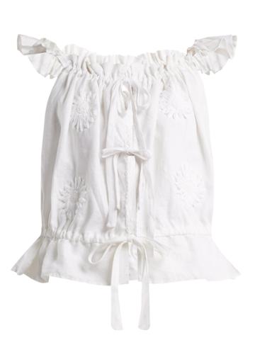 Innika Choo Embroidered Linen Top