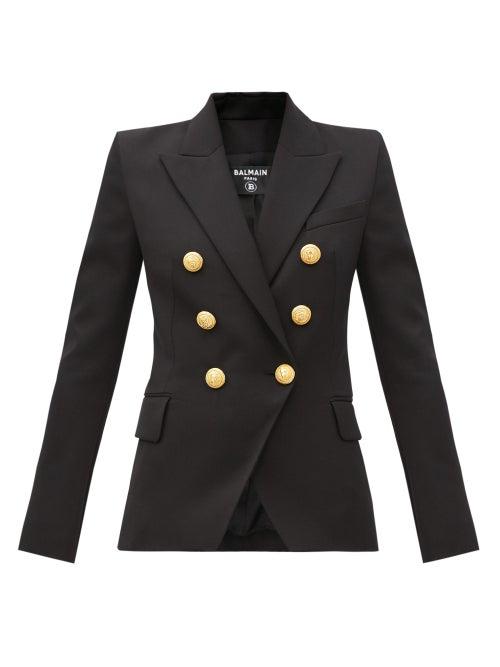 Matchesfashion.com Balmain - Double-breasted Wool-twill Blazer - Womens - Black