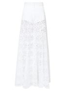 Matchesfashion.com Carolina Herrera - Broderie-anglaise Cotton Palazzo Trousers - Womens - White