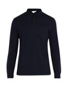 Matchesfashion.com Sunspel - Riviera Long Sleeved Cotton Polo Shirt - Mens - Navy