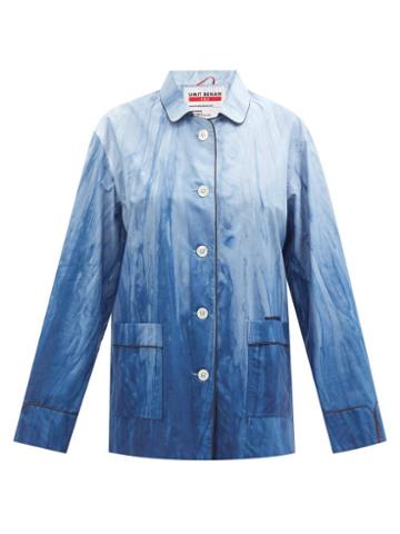 F.r.s - For Restless Sleepers - Jean Abstract-print Cotton-poplin Shirt - Womens - Light Blue