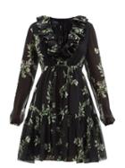 Giambattista Valli - Flounced Floral-print Silk-chiffon Mini Dress - Womens - Black Floral