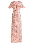 Matchesfashion.com The Vampire's Wife - Charlotte Floral Jacquard Satin Dress - Womens - Red White