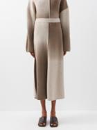 Joseph - Ombr Wool-blend Midi Skirt - Womens - Light Beige