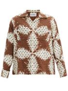Matchesfashion.com Noma T.d. - Geometric Floral-print Poplin Long-sleeve Shirt - Mens - Brown
